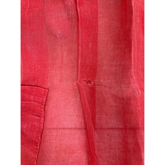 VTG 1960s Christmas Apron Sheer Red Organza Green / Red Embroidered Holly Pocket - Picture 3 of 8